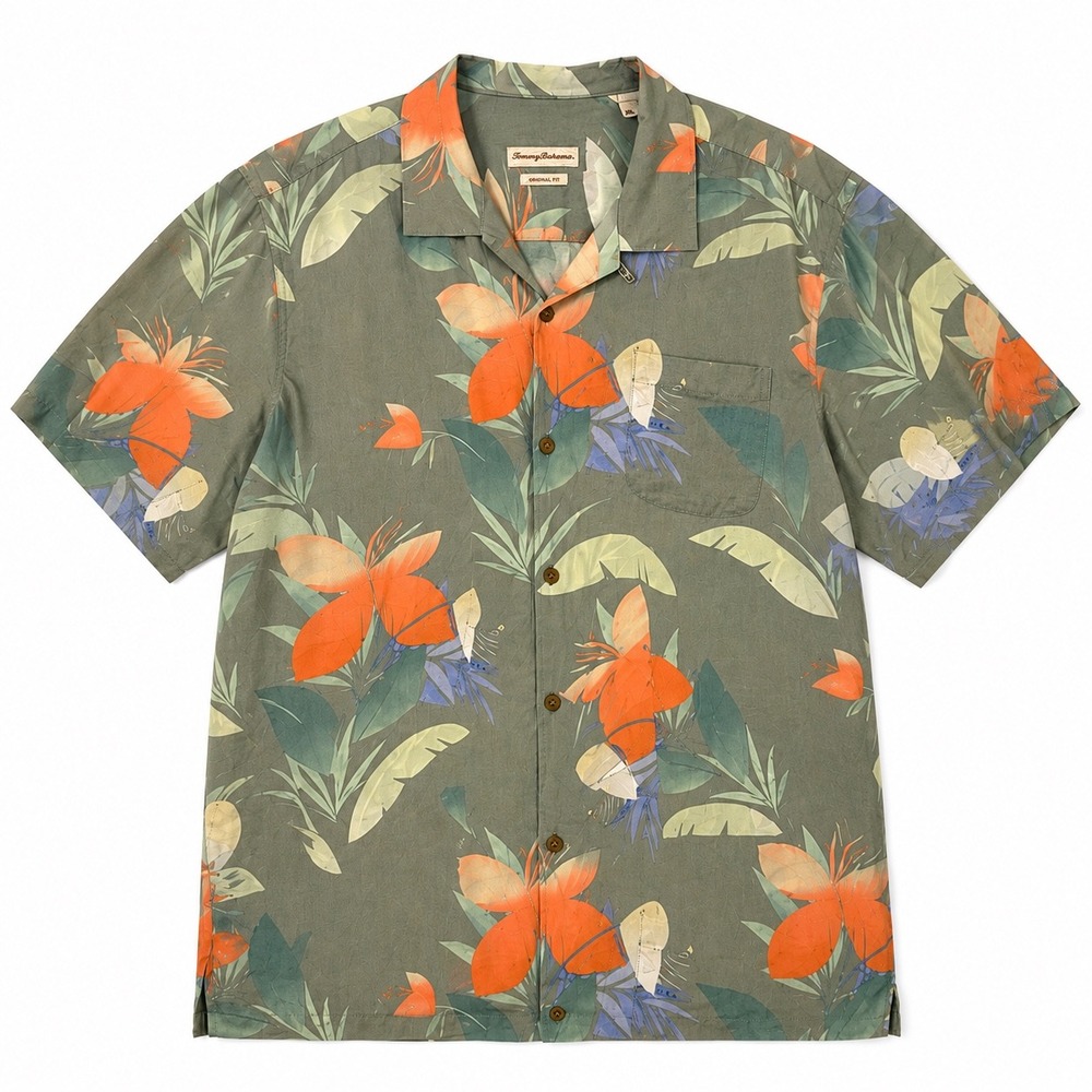 VTG Tommy Bahama Tropical‎ Silk Hawaiian Shirt Mens 3XL Camp Beach Floral Summer